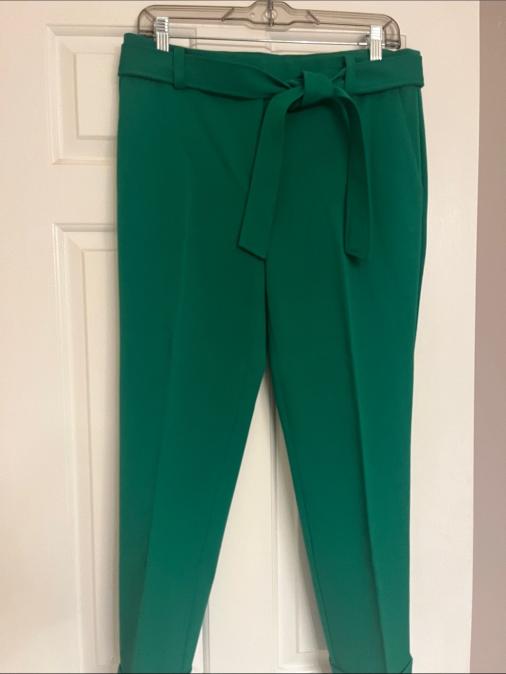 LOFT Kelly Green Paperbag Waist Tapered Trousers